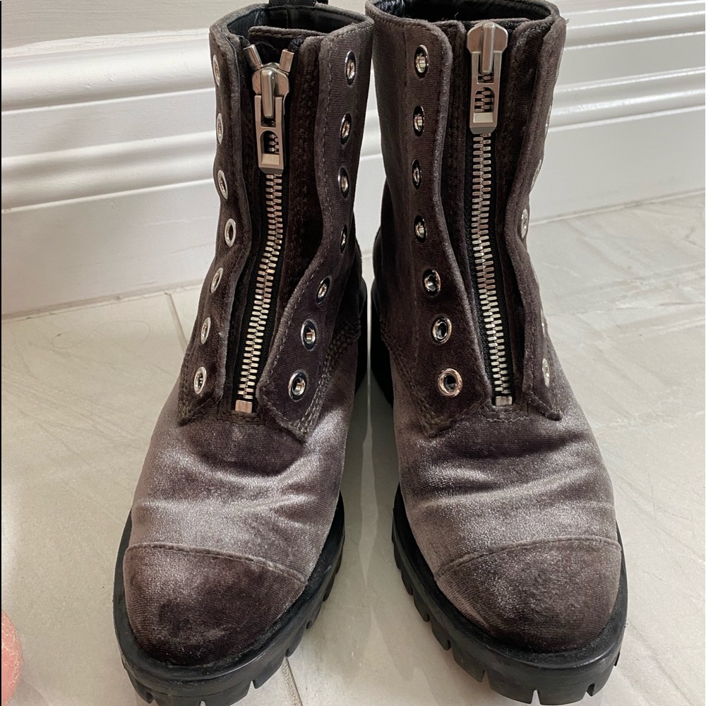 3.1 Phillip Lim Velvet Combat Boots